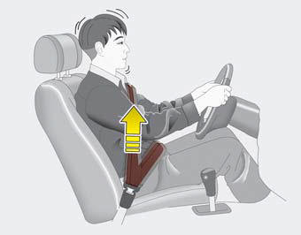 The pre-safe seat belt will activate and pull the seat belt into tighter contact