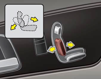 Push the control switch forward or backward to move the seatback to the desired