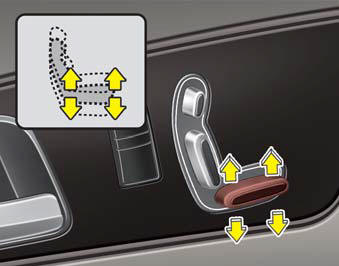 Pull the front portion of the control switch up to raise or down to lower the