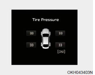 This mode displays the pressure status of each tire.