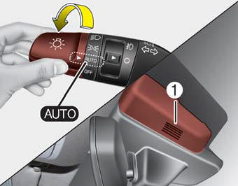 When the light switch is in the AUTO light position, the taillights and headlights