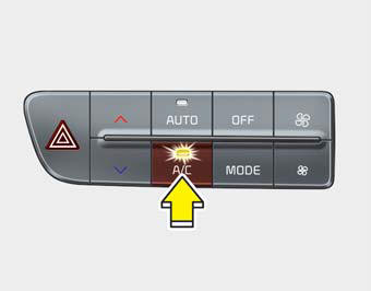 Press the A/C button to turn the air conditioning system on (indicator light