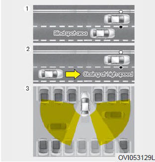 The Blind Spot Detection System (BSD) uses a radar sensor to alert the driver.