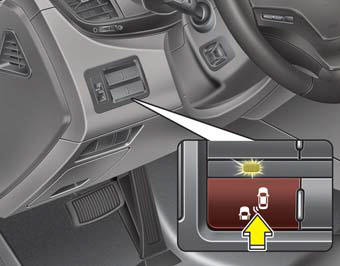 The indicator on the switch will illuminate when the Blind Spot Detection System