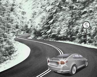 Avoid braking or gear changing in corners, especially when roads are wet. Ideally,