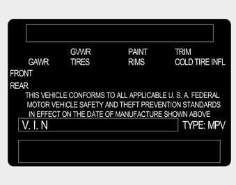 The certification label is located on the driver's door sill at the center pillar.