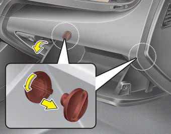 1.With the glove box open, remove the stoppers on both sides to allow the glove