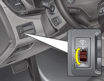 The brightness of the instrument panel illumination can be adjusted by pressing